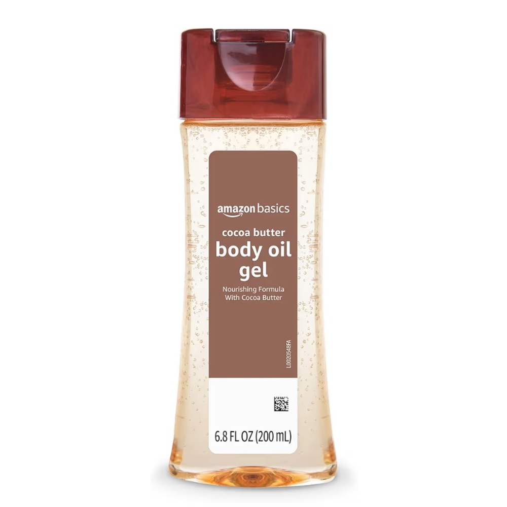 Amazon Basics Cocoa Butter Body Oil Gel 6.8oz Moisturizing Paraben-Free
